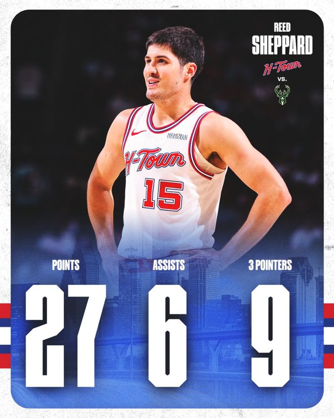 谢泼德狂砍27分创生涯三分新高 火箭险胜雄鹿迎