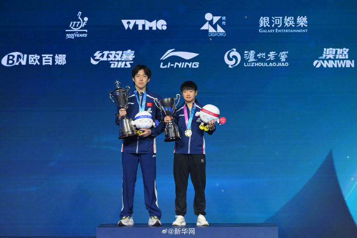孙颖莎女单三连冠 王楚钦首夺单打世界杯冠军